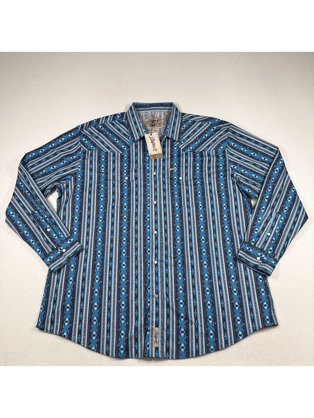 Rafter C Aztec Western Print Long Sleeve Pearl Snap Size 2XL NWT